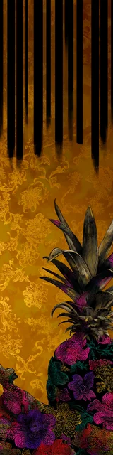 Free pineapple bookmark featuring a gold pineapple with vertical black stripes